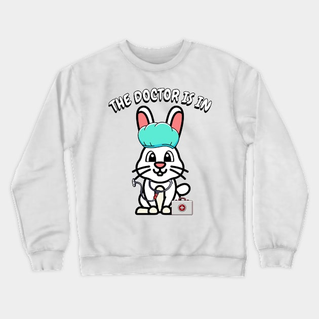 Cute white rabbit is a doctor Crewneck Sweatshirt by Pet Station